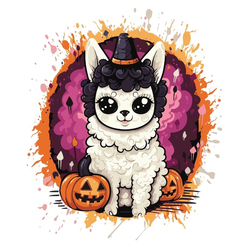 Llama Witch in Halloween Magic