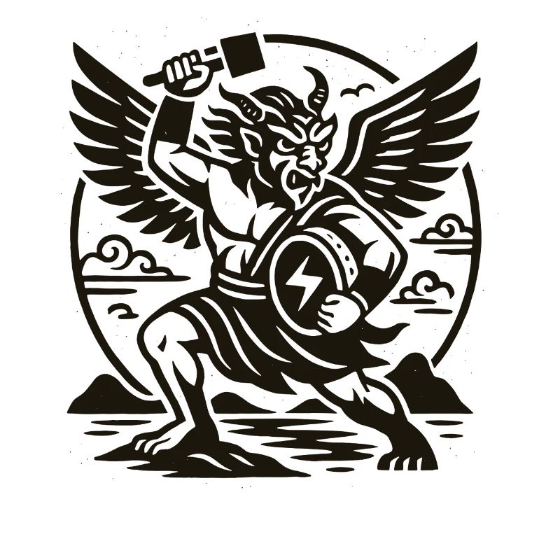 Chinese Thunder God Winged Demon Warrior