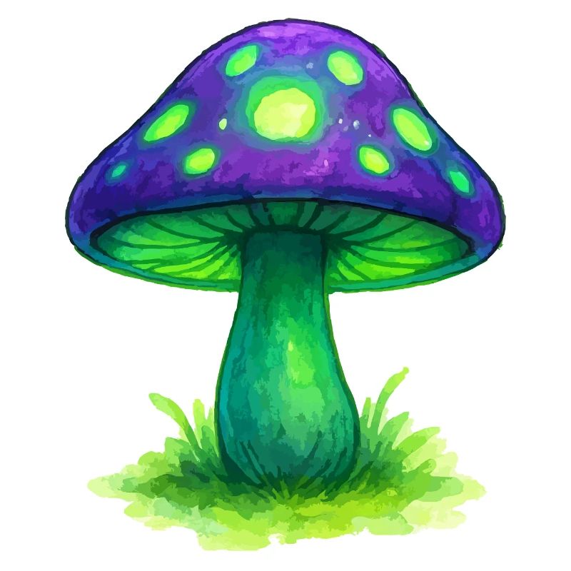 Glowing Mushroom Neon Forest