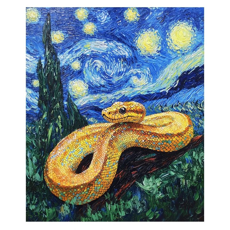Snake Python Van Gogh Style Starry Night