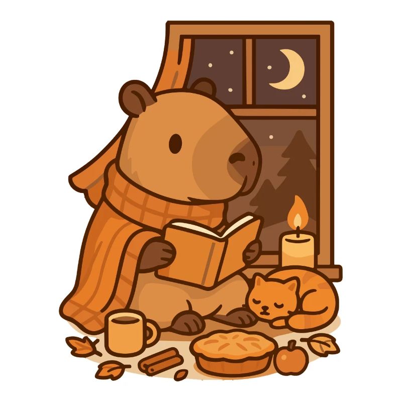 Coin lecture Capybara – Soirée d’automne douillette