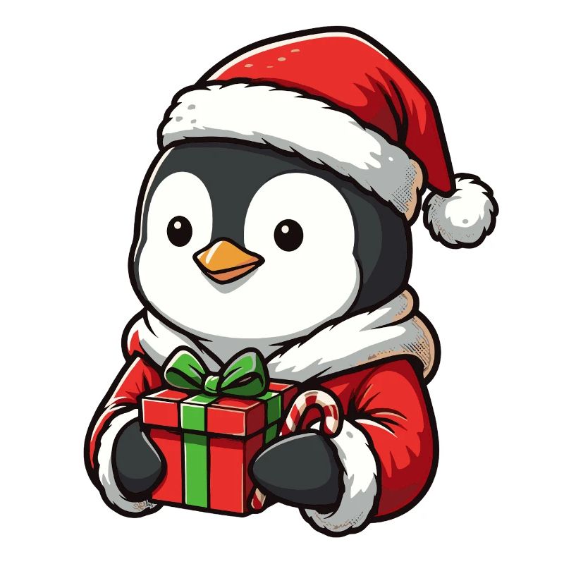 Cuddly penguin with Santa hat