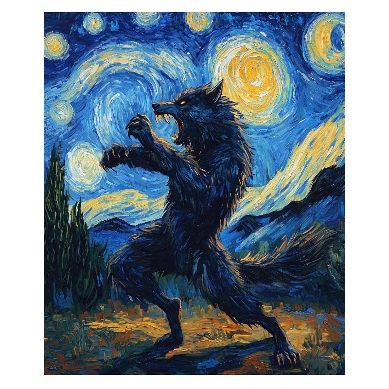 Werwolf Wolf Van Gogh Style