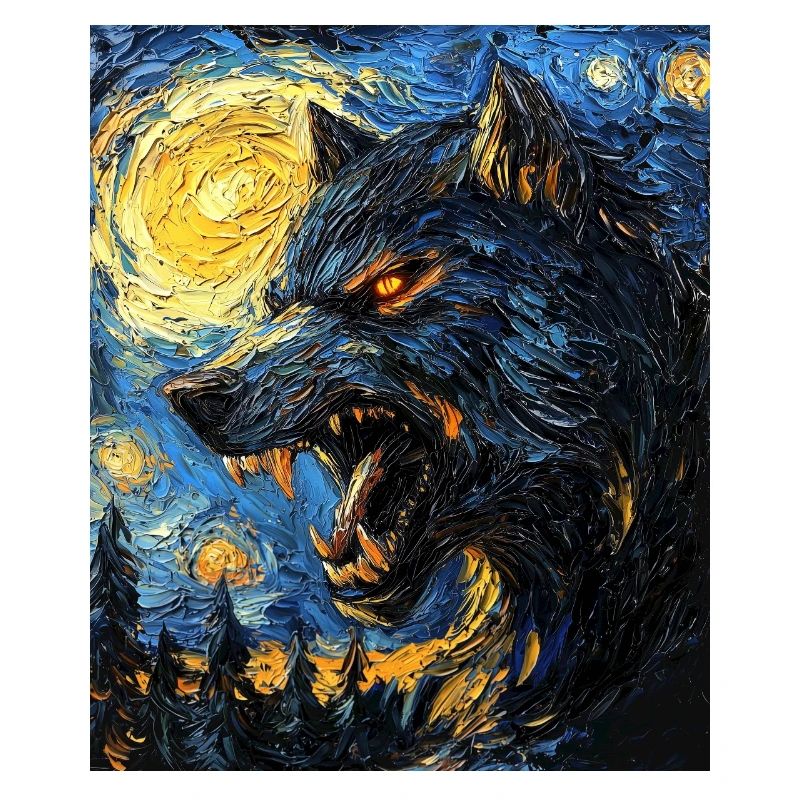 Werwolf Wolf Van Gogh Style