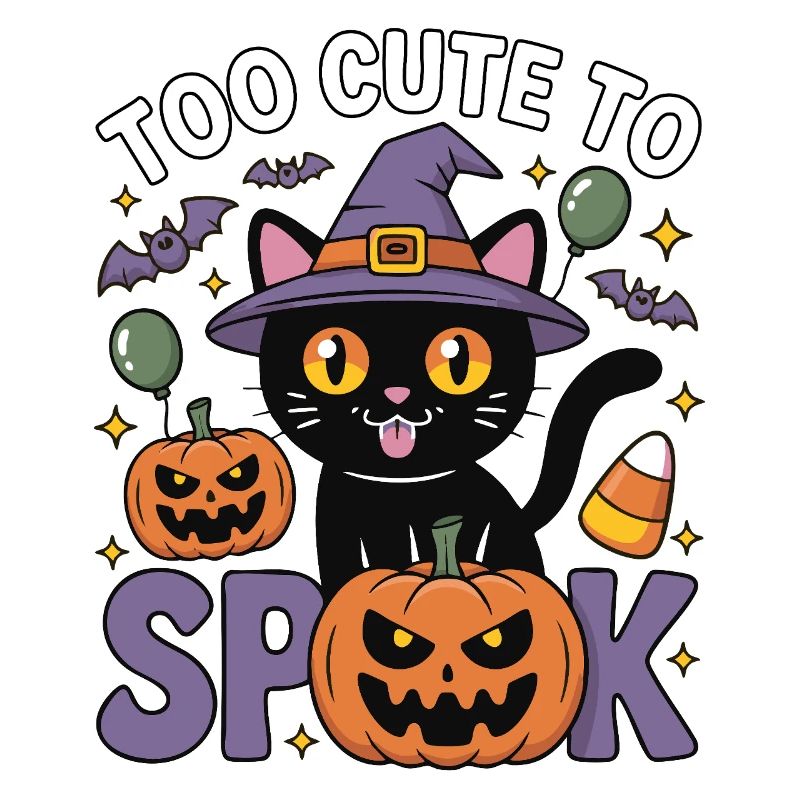 Trop mignon pour être effrayé - Chat sorcière mignon