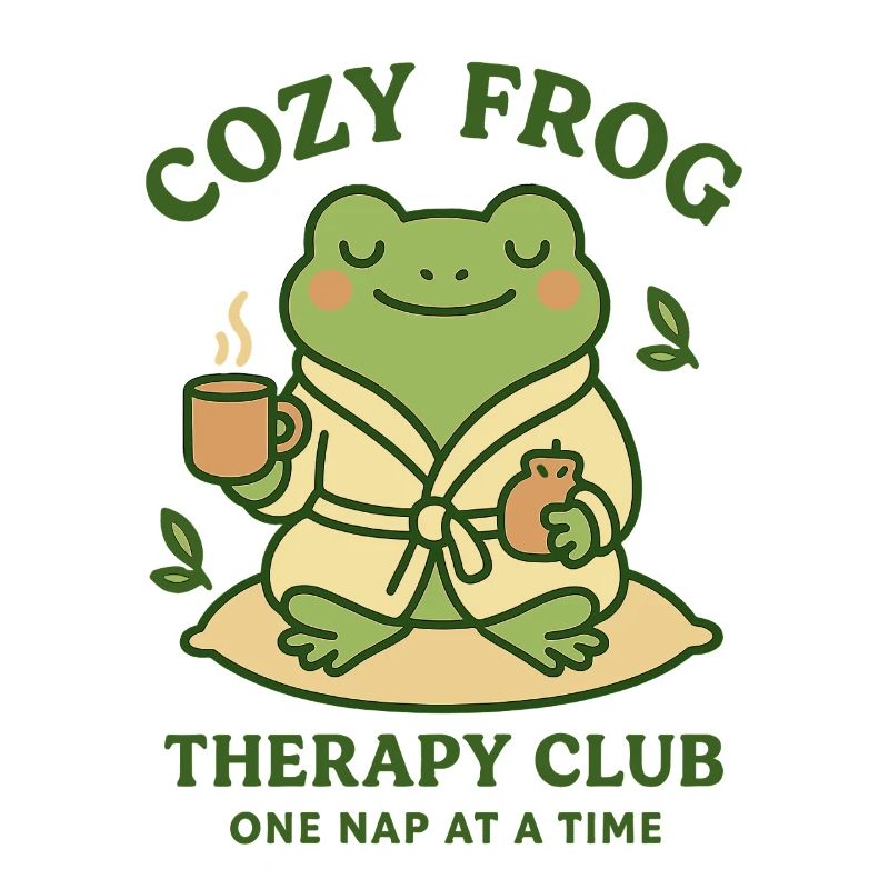 Cozy frog in bathrobe