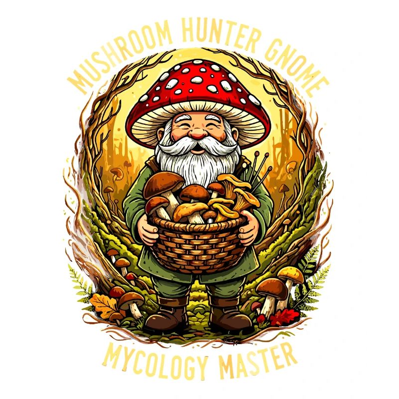 Mushroom Hunter Gnome | Mushroom Picker Mycology Master