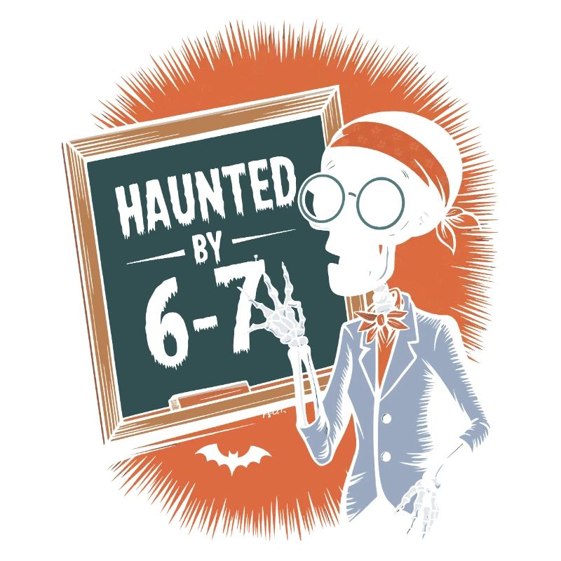 Haunted Skeleton Design with Chalkboard and Bats