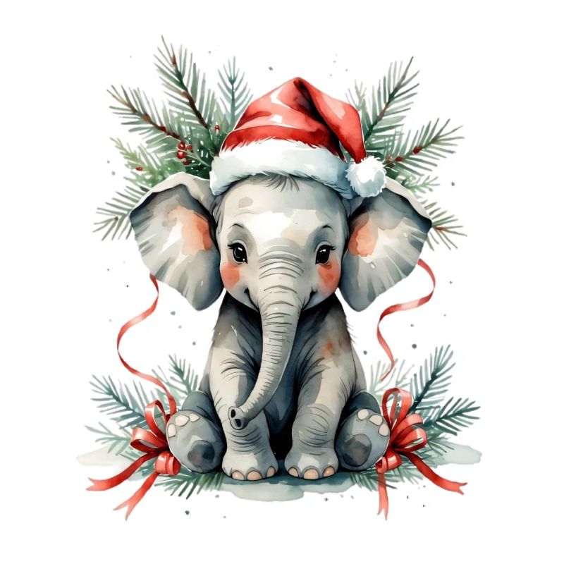 Éléphant d’hiver avec chapeau de renne
