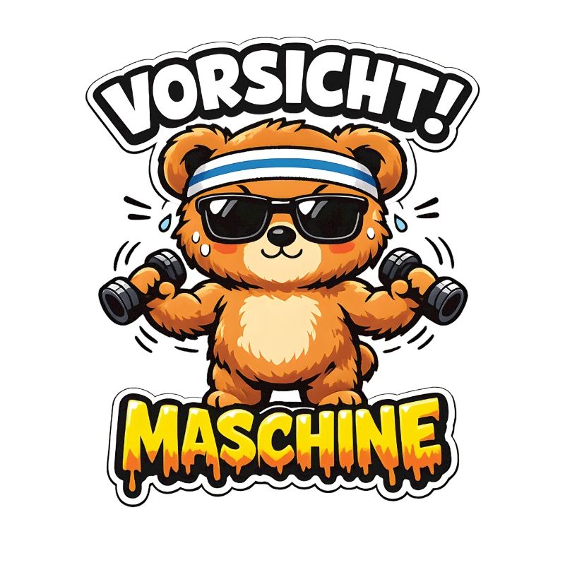 Caution Machine Bear with Dumbbells