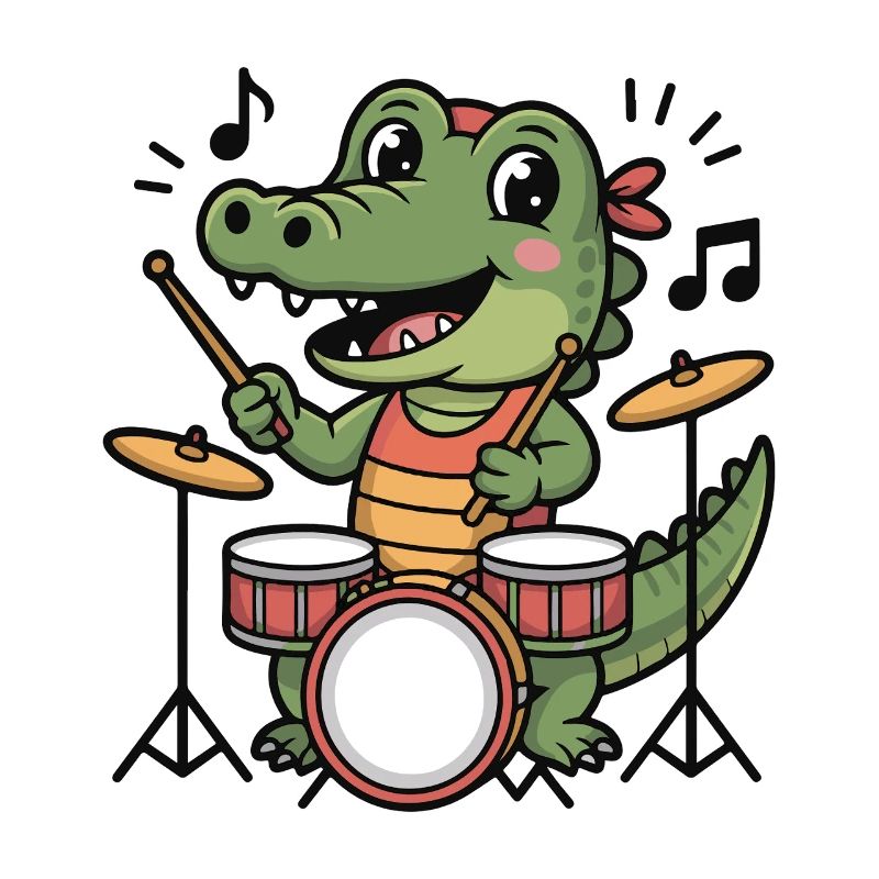 Dessin animé du batteur crocodile
