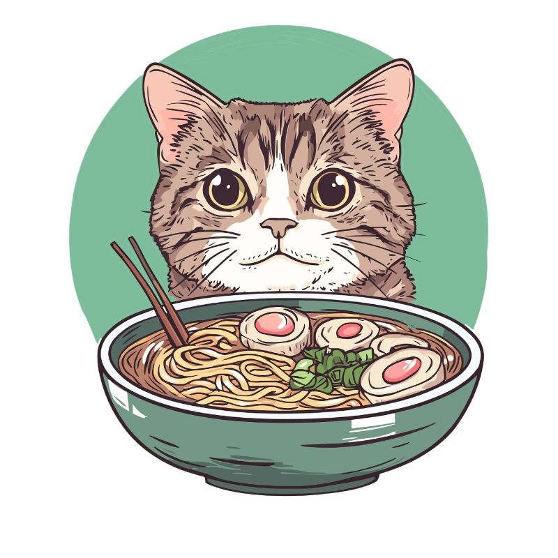 Cat with Ramen: Noodle Purring