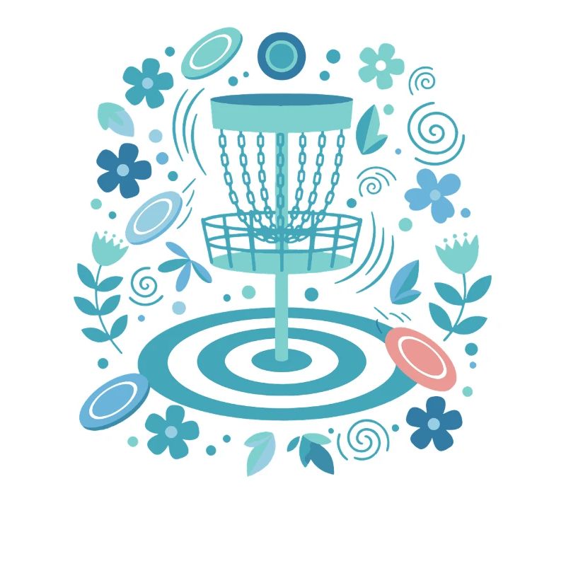 Disc Golf Basket Floral Flying Disc Golf Scene Fun