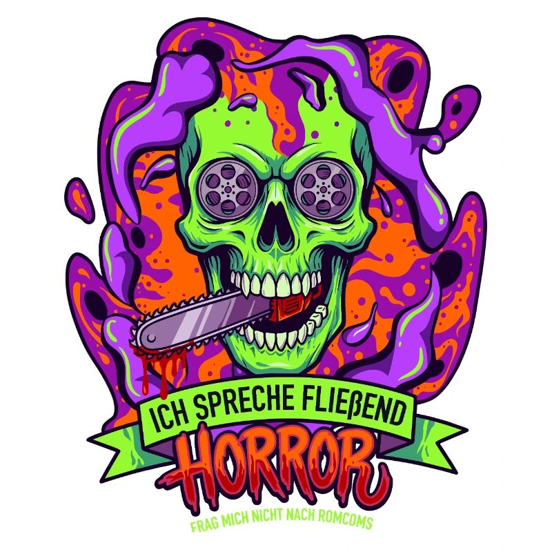 Neon Skull Horror with Tentacles