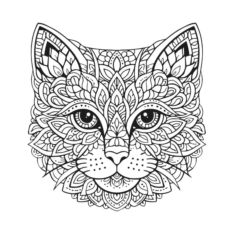 Visage de chat de Mandala