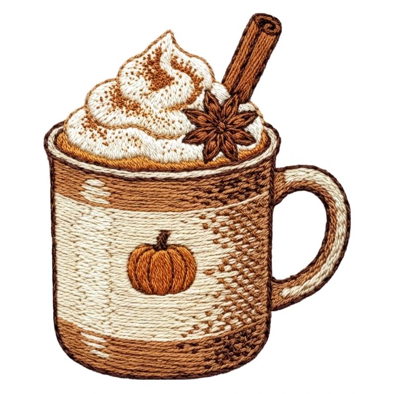Pumpkin spice latte dans un style brodé (imprimé)