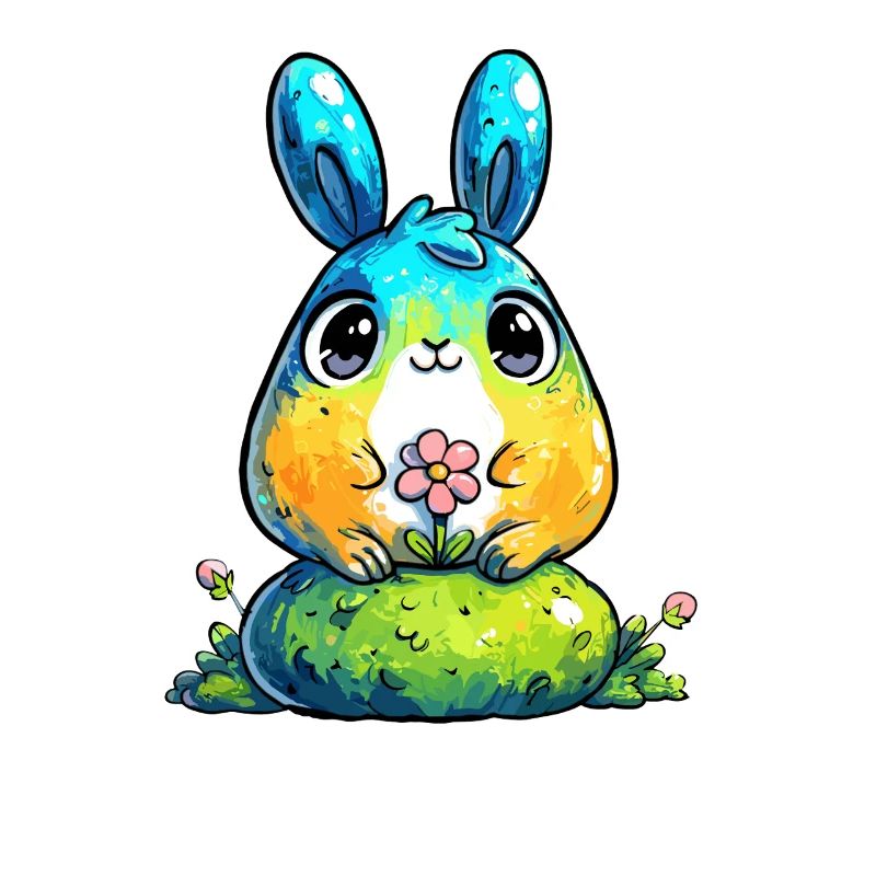 Lapin aquarelle avec fleur
