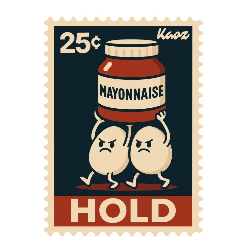 Carrying two eggs with mayonnaise