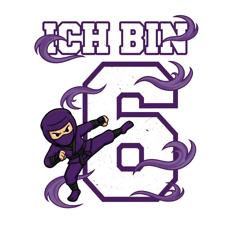 Ich bin 6 Ninja 6. Geburtstag Lila Karate