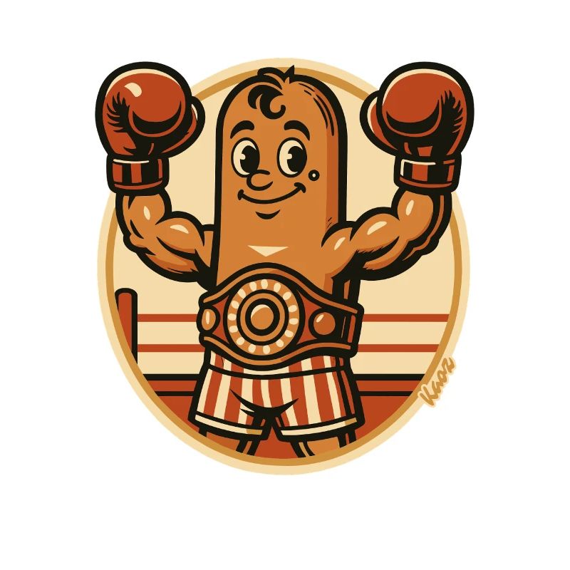 Boxende Boxer Wurst Figur mit Boxhandschuhen