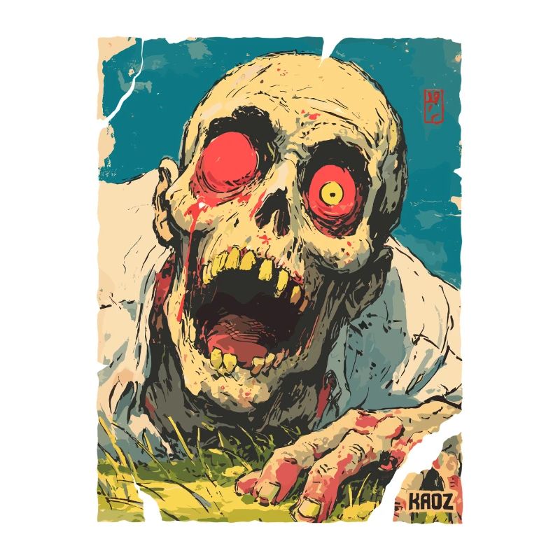 Zombie Skull Face with Red Eye Horror
