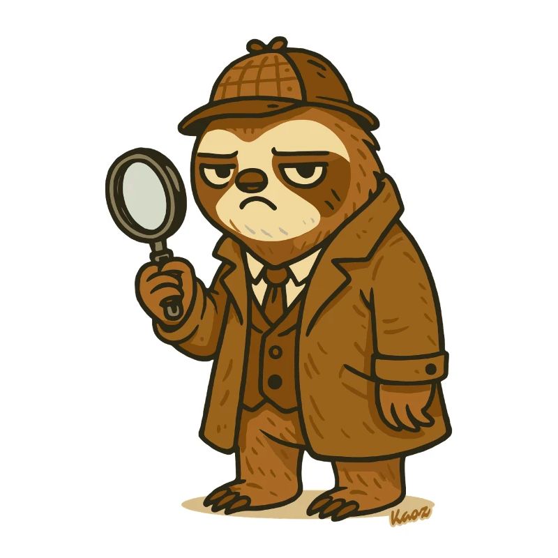 Detektiv Bär mit Lupe im Comic Stil