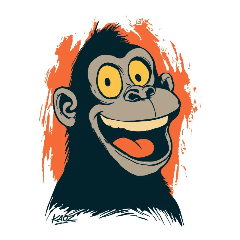Comic monkey head with yellow look