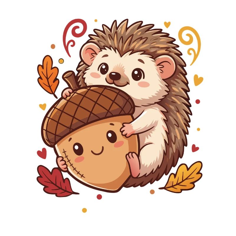 Doux hérisson avec un acorn automne