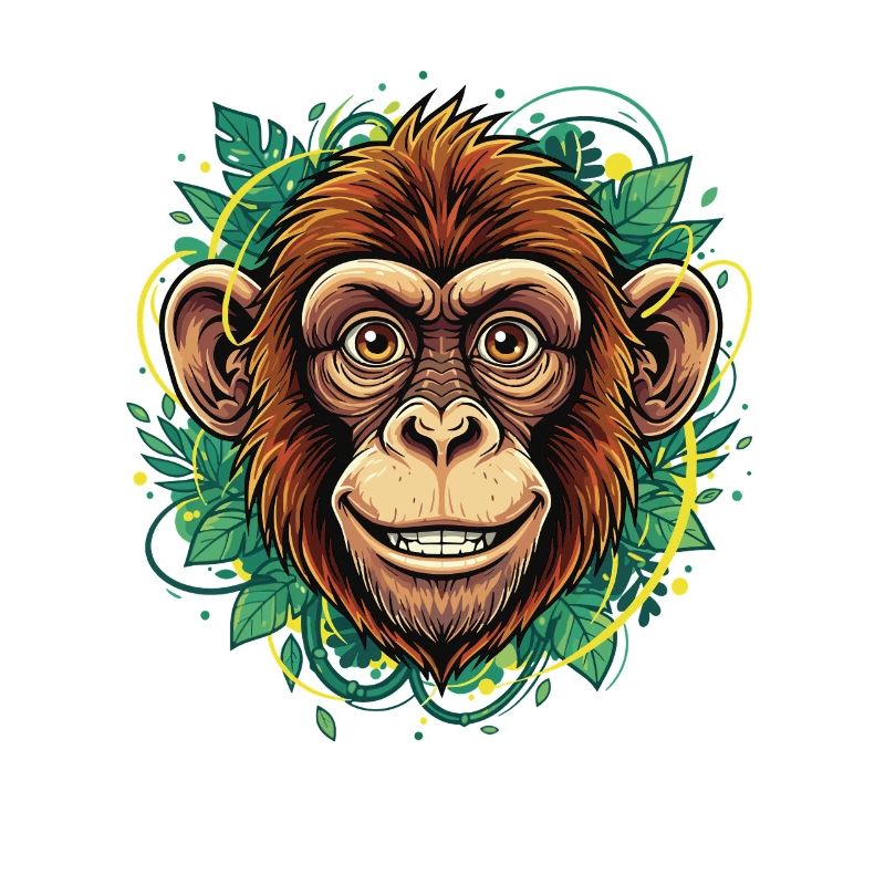 Tropical Monkey Head with Leaf Wreath