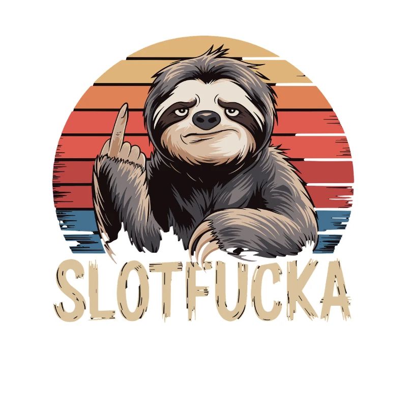 Sloth Middle Finger Retro Humor Sarcasm