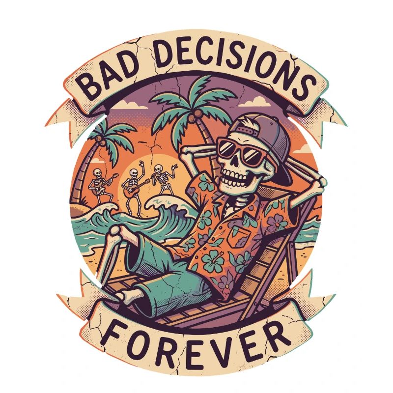 Skeleton Beach Humor Graphic