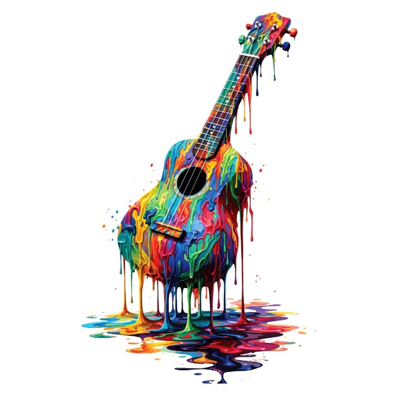 Ukulele with dripping paint