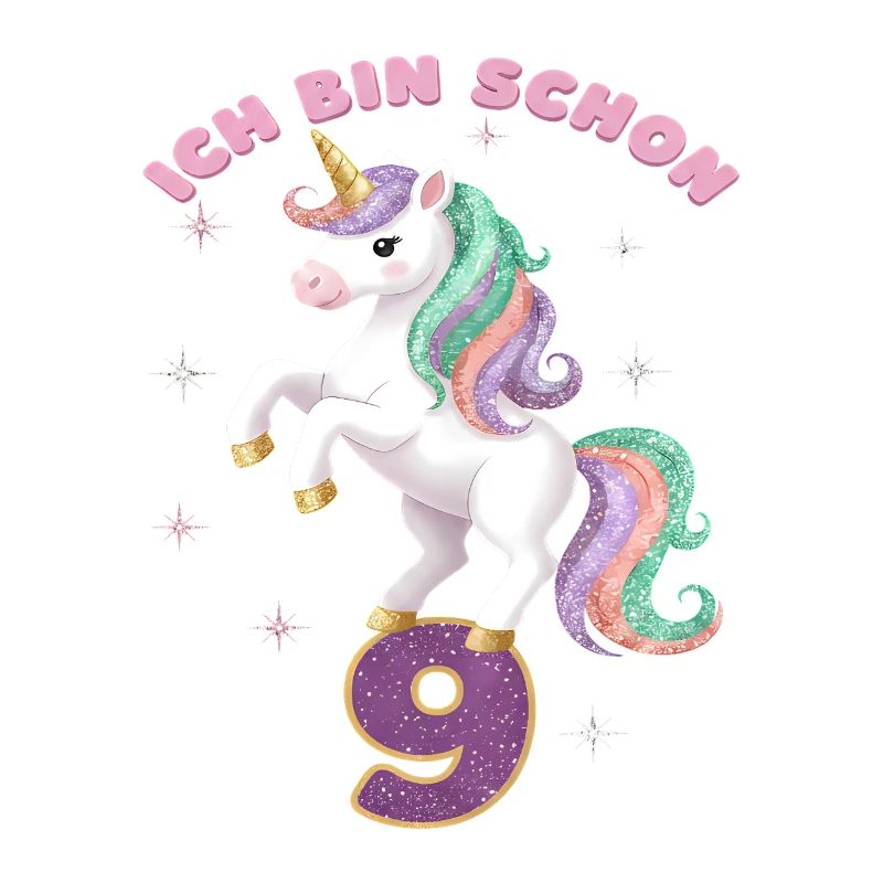 9. Geburtstag Einhorn Mädchen Ich bin schon 9