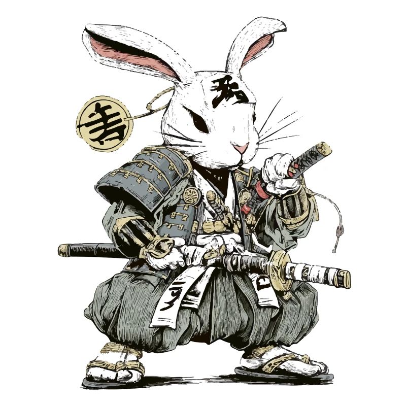 Rabbit Samurai Warrior with Katana