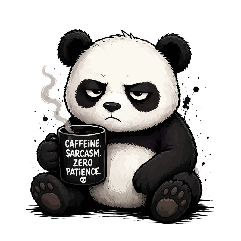 Kaffeepanda mit Sarkasmus