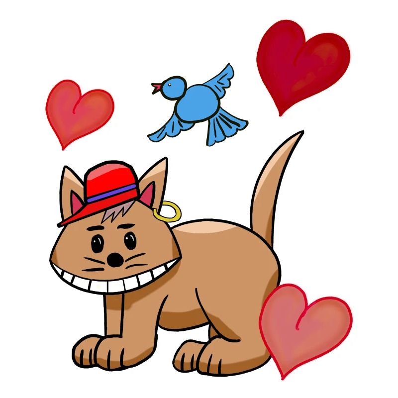 Herz Katze Katzen Vogel Kinder