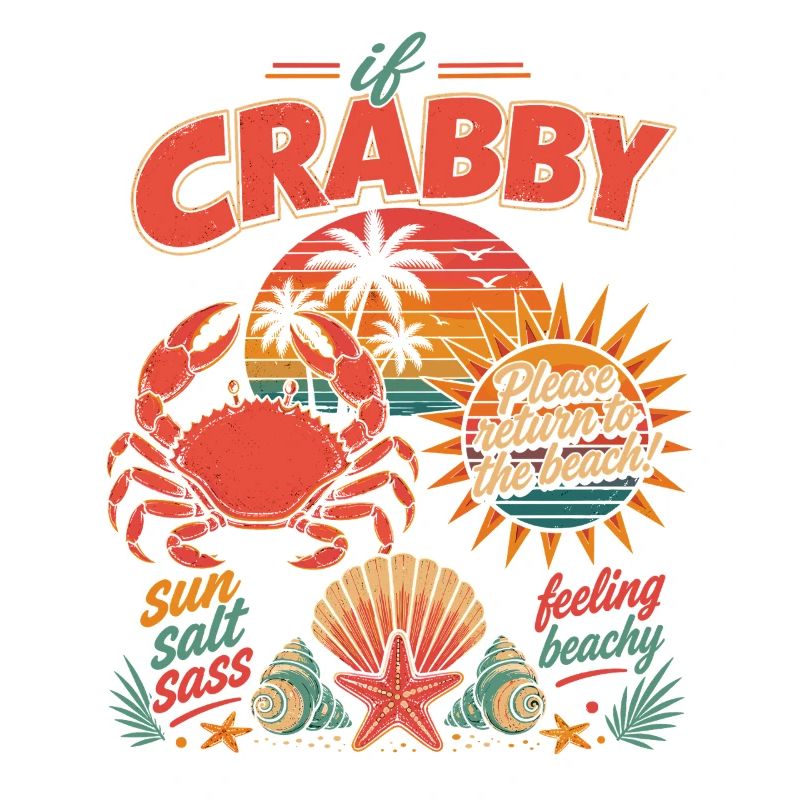 Si Crabby Beach Retro Sunset
