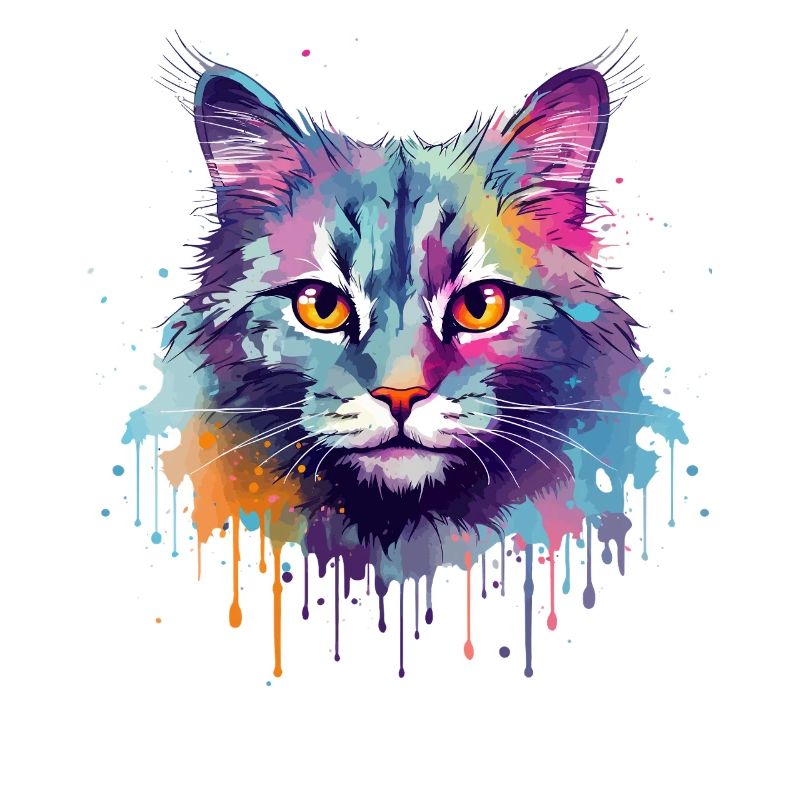 Art coloré en éclaboussures Face de chat en brume australienne