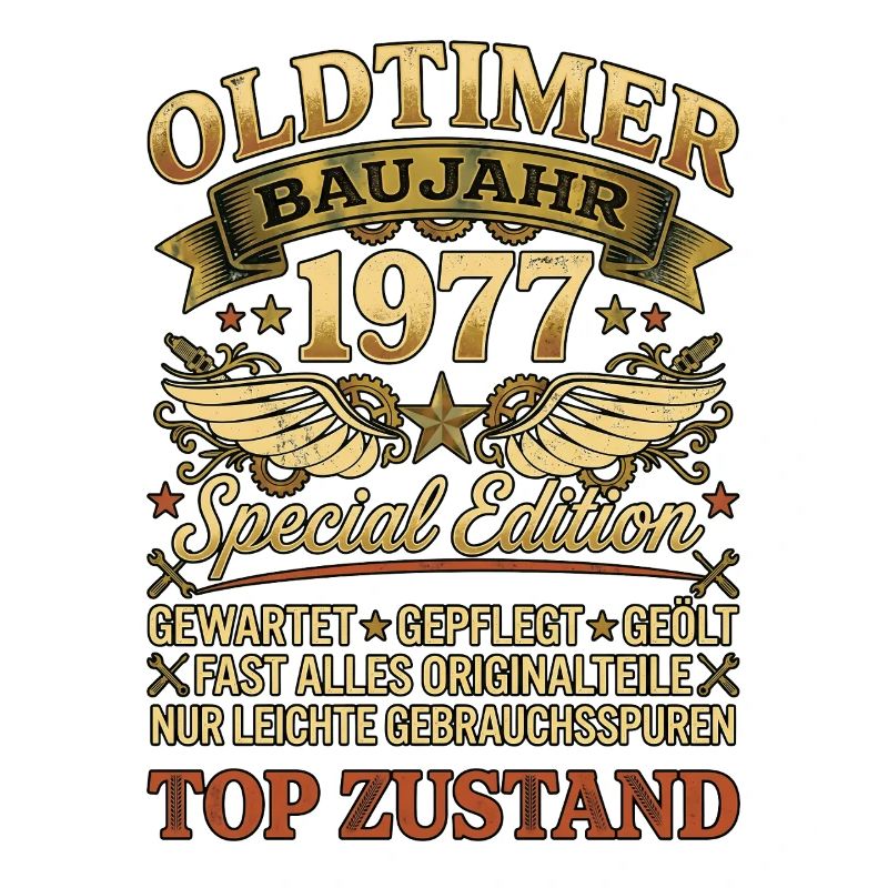 Oldtimer Baujahr 1977 Geburtstag Retro Biker