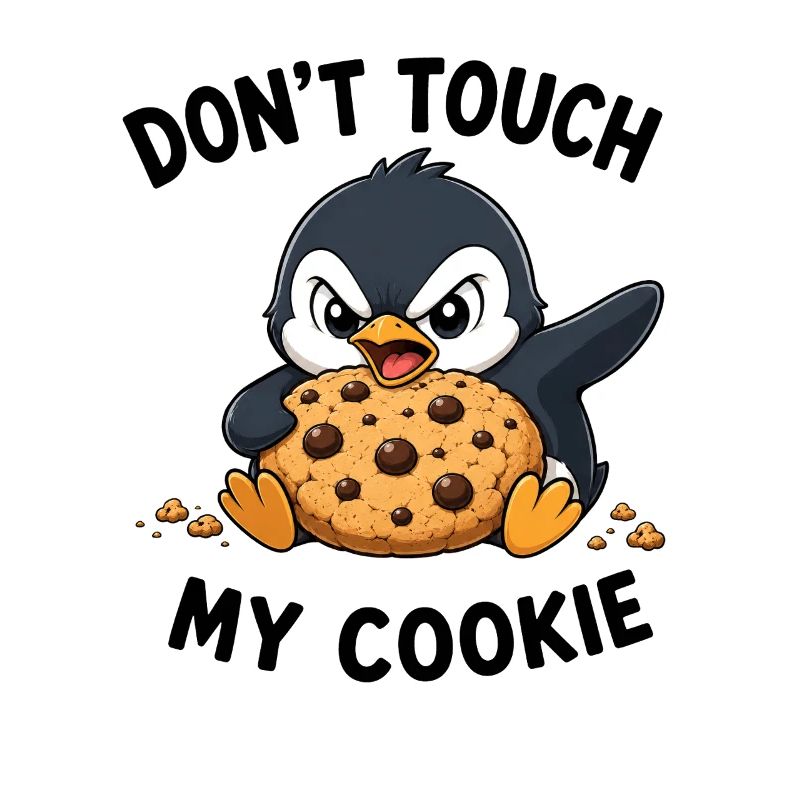 Cute Penguin Defender Cookie Snacking Saying