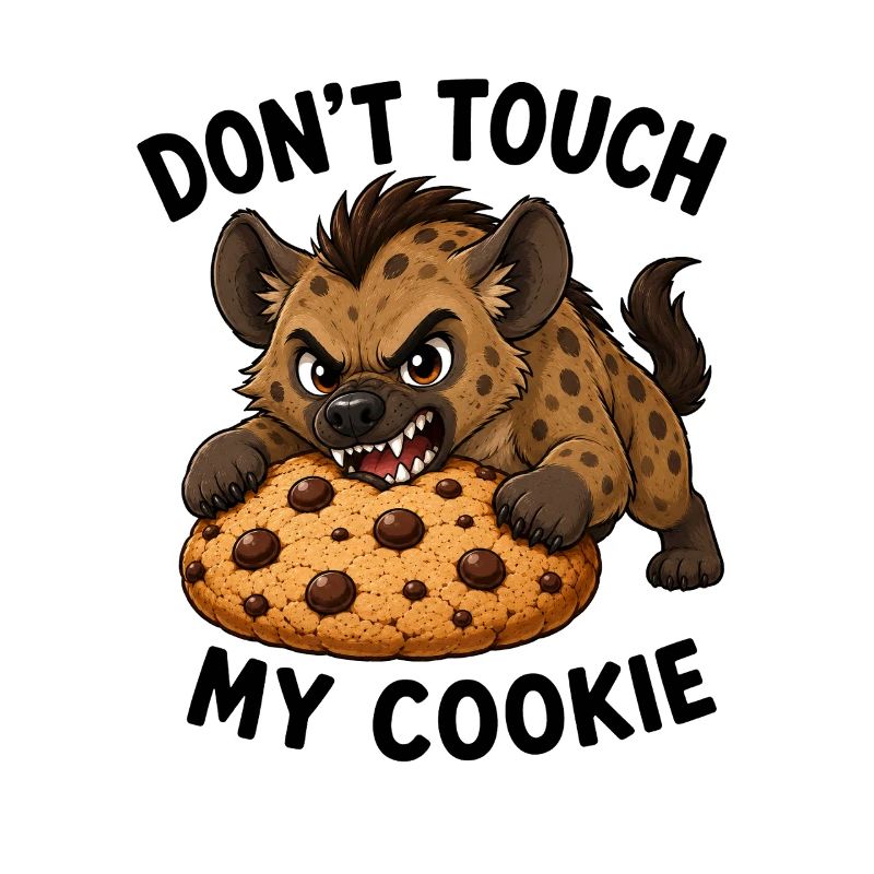 Biscuit hyène de dessin animé mignon, ne touche pas à mon biscuit