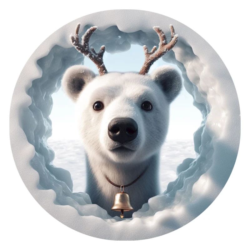 Reindeer head looking through ice
