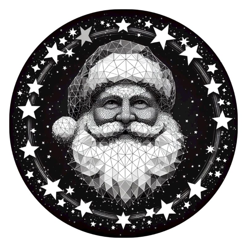 Weihnachtsmann Kopf Polygon Kranz rund grau weiß