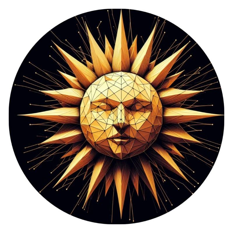 Polygone visage soleil or
