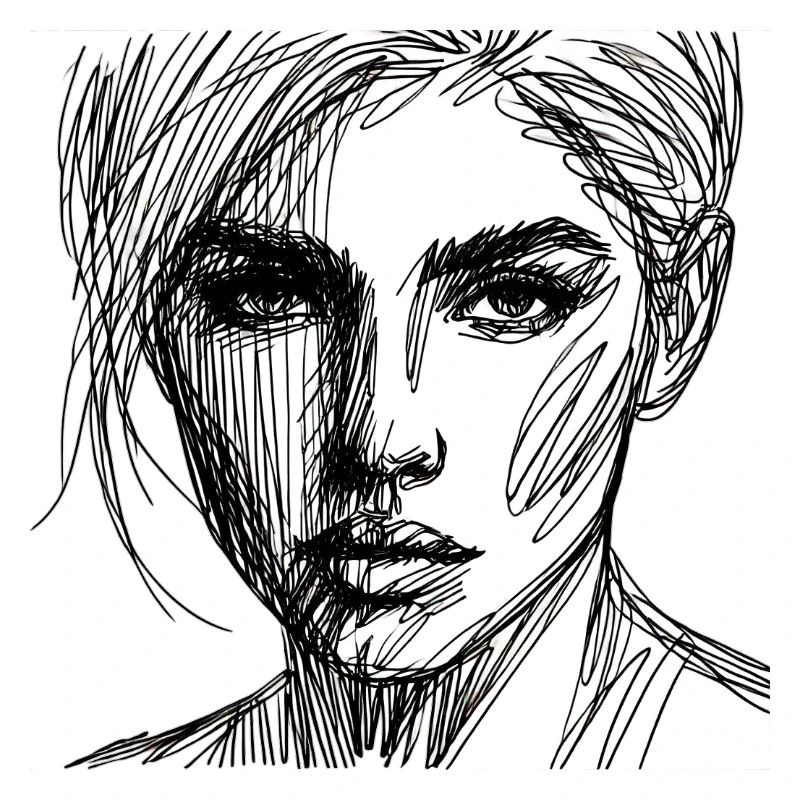Expressive line portrait