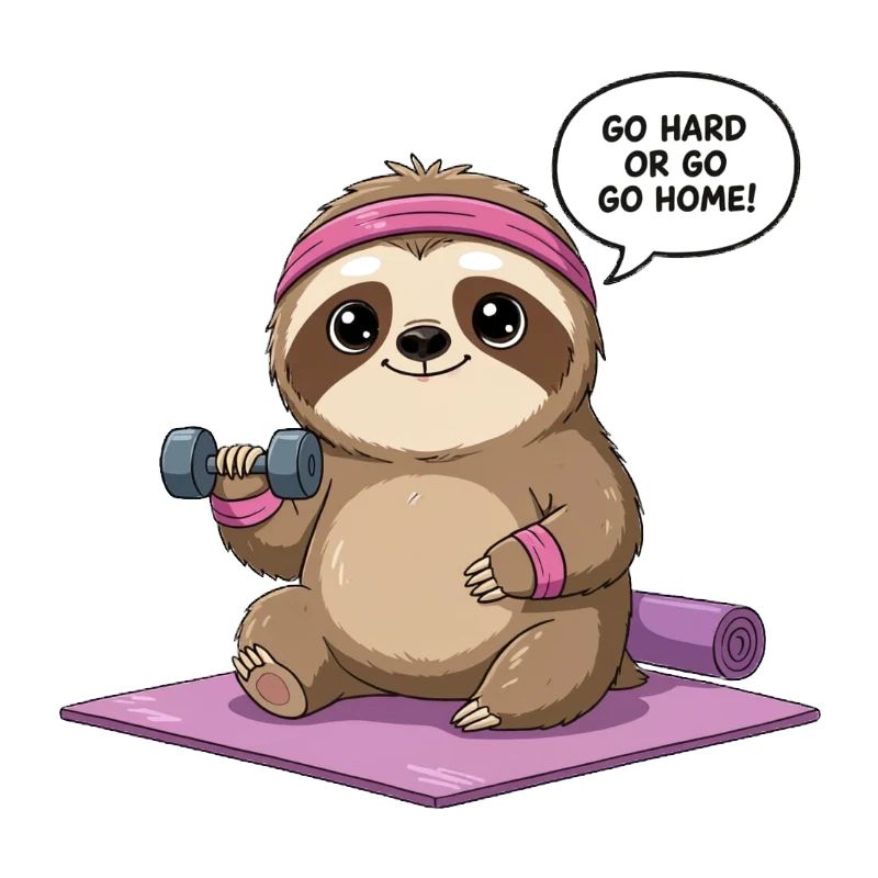 Adorable Workout Sloth Design