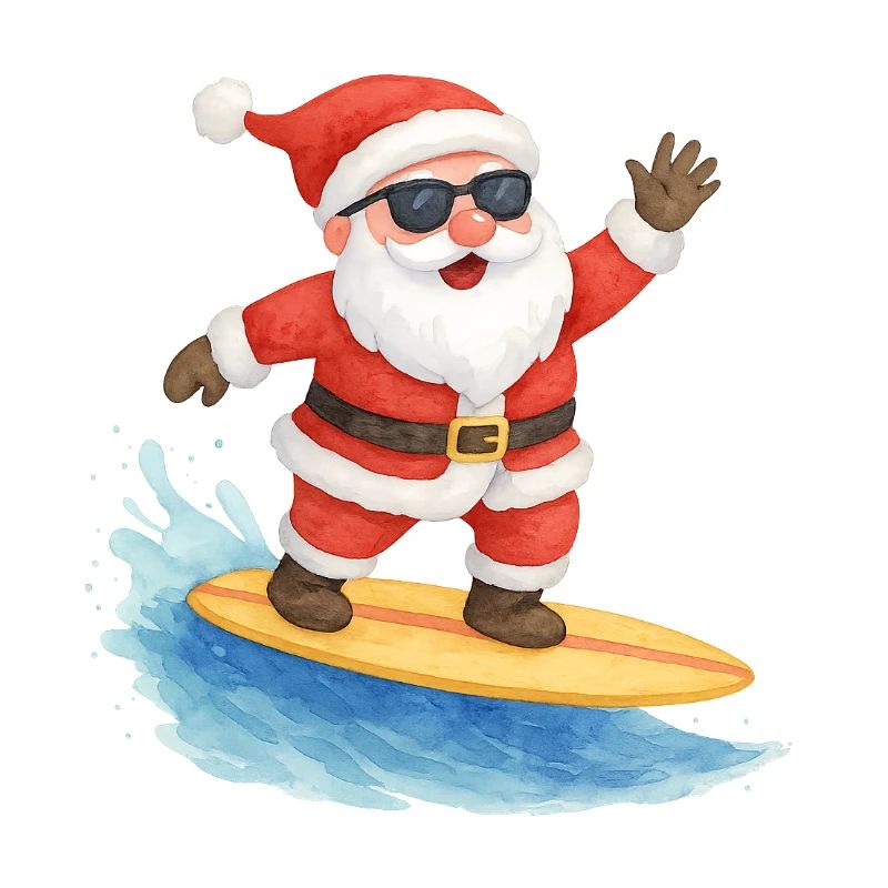 Conception de Noël Cool Santa Surfer