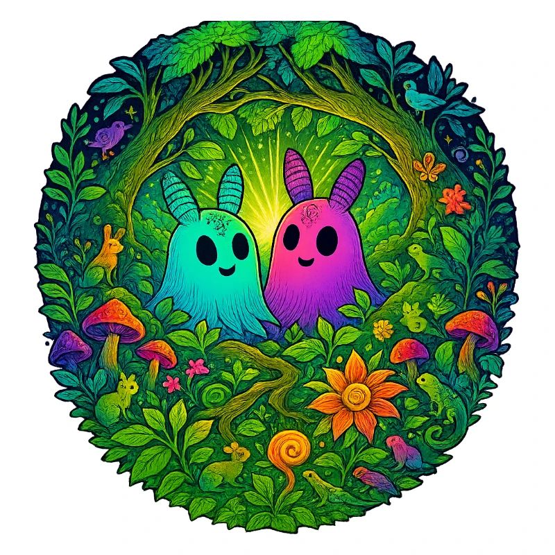 Glowing creatures in the enchanted forest