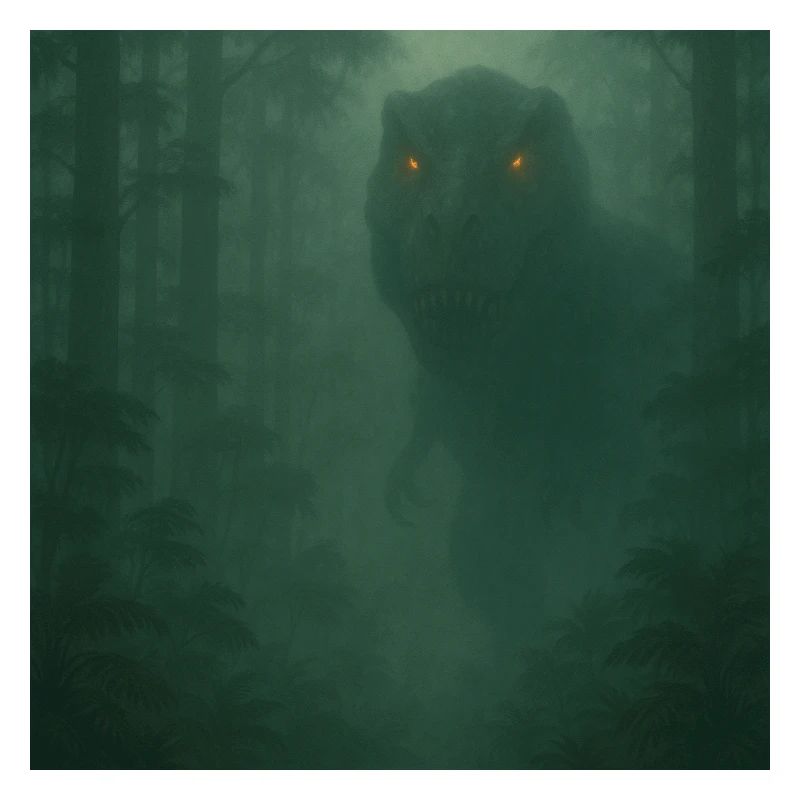 Cloud Forest Dinosaur with Fire Eyes