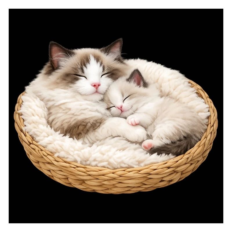 Maman chatte et son chaton dorment ensemble